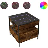 vidaXL Table basse avec Infinity-LED chêne fumé 50x50x51 cm