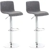 CLP lot de 2 tabourets de bar Hoover tissu chromé