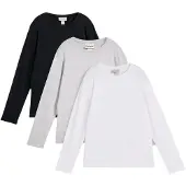 Bonprix Lot de 3 T-shirts manches longues coton