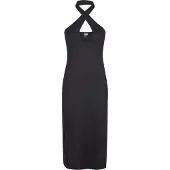 Urban Classics Robe mi-longue de - Robe Dos-Nu Croisé - XS - XL - pour Femme - noir - Taille L