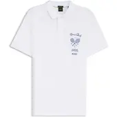 BOSS Polo en mesh de coton avec motif artistique brodé