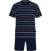 Götzburg Pyjama court bleu nuit / marron / vert foncé