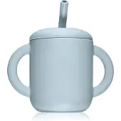 Mushie Training Cup with Straw tasse avec paille Powder-blue 1 pcs