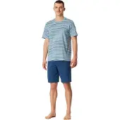 Schiesser Pyjama court ' Casual Nightwear ' bleu clair