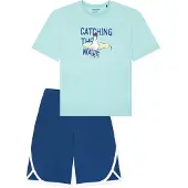 Schiesser Pyjama ' Teens Nightwear ' bleu / turquoise