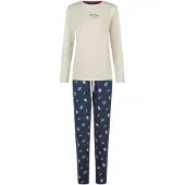 Happy Shorts Pyjama 'Christmas' beige / bleu foncé / vert / blanc cassé