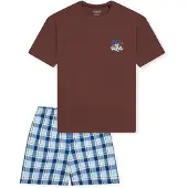 Schiesser Pyjama ' Teens Nightwear ' bleu clair / marron