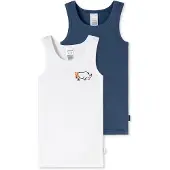 Schiesser Maillot de corps ' Fine Rib ' bleu foncé / blanc