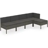 vidaXL Ensemble de salon de jardin 5 pièces avec coussins Poly Rattan Gris