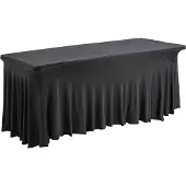 Oviala Table pliante 8 places et nappe drapée noire -