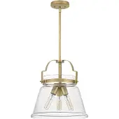 QUOIZEL Elstead Wimberley Lampe à suspendre E27 triple laiton vieilli Transparent avec bulles d'air