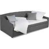 Homestyle4u Lit rembourré 90x200 Gris Tiroir de Lit de Jour Canapé Lit D'invité Extensible