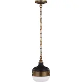 Elstead Lighting Suspension Cadence, laiton antique foncé et noir mat, 1xE27x60W, verre, dimensions : 195,6 x 20,3 x 20,3 cm, IP20, Feiss