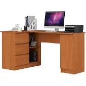 Akord Bureau D'angle Gauche 3 Tiroirs 1 Placard Aulne 155X85X77