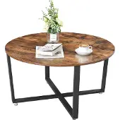 Vasagle Table basse Roger Ø88 - brun rustique/noir
