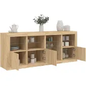 vidaXL Sideboard avec lampes LED Chêne Sonoma 164x37x67 cm