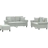 vidaXL Ensemble de canapés 3 pièces avec coussins gris clair velours