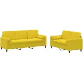 vidaXL Ensemble de canapés 2 pièces avec coussins Velours jaune