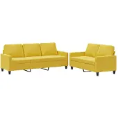 vidaXL Ensemble de canapés 2 pièces avec coussins Velours jaune
