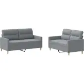 vidaXL Ensemble de canapés 2 pièces avec coussins Tissu gris clair