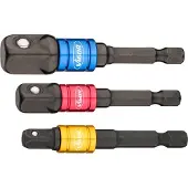 Vigor V7603/3 Jeu d'adaptateurs à douilles entraînement 1/4" 6.3 mm sortie 1/4" 6.3 3/8