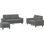 vidaXL Ensemble de canapés 3 pièces gris foncé Tissu