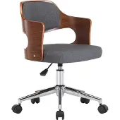 vidaXL Chaise de bureau pivotante Gris Bois courbé et tissu