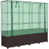 vidaXL Lit surélevé avec serre aspect rotin 160x40x153 cm
