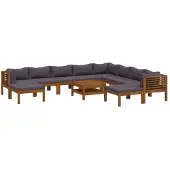 vidaXL Ensemble de salon de jardin de 11 pièces avec revêtement en bois massif d'acacia