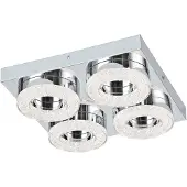 Eglo LED Plafonnier Fradelo, lampe de plafond, lampe de salon en métal et plastique en chrome, cristal en clair, lampe de chambre à coucher, blanc chaud, 28 cm