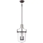 QUOIZEL Suspension Penn Station, bronze foncé, 3xE14x40W, verre, dimensions : 167,7 x 33 x 33 cm, IP20,