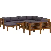vidaXL Ensemble de salon de jardin 10 pièces avec revêtement en bois massif d'acacia