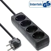 InLine - Multiprise - CA 230 V - 3500 Watt - Prises de sortie : 4 (4 x connecteur, 2 broches) - 5,0m cordon - noir (16445E)