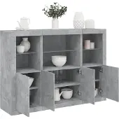 vidaXL Sideboards avec lampes LED 3 pcs. Gris béton Bois composite