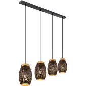 Globo Lampe suspendue à 4 lumières Narri Noir avec or - petits trous