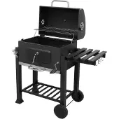 LUND Barbecue au charbon de bois 57x37 cm avec couvercle et tablette, Deluxe
