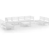 vidaXL Ensemble de salon de jardin 9 pièces blanc pin massif