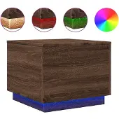 vidaXL Table basse avec lampes LED brun imitation chêne 50x50x40 cm