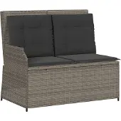 vidaXL Banc de jardin Réglable avec coussins Gris Poly Rattan