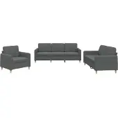 vidaXL Ensemble de canapés 3 pièces avec coussins Tissu gris foncé