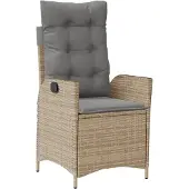 vidaXL Fauteuil de jardin avec coussin Réglable Mélange de beige Poly rotin