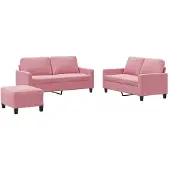vidaXL Ensemble de canapés 3 pièces avec coussins Rose velours