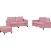 vidaXL 3-pc. Ensemble de canapés en velours rose