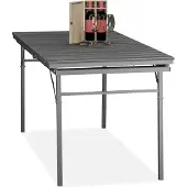 Relaxdays Table de jardin pliable , largeur : 166 - 215 cm, plastique, acier, résistante aux intempéries, 8 personnes, table de camping, grise