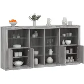 vidaXL Sideboard avec lampes LED Gris Sonoma 202x37x100 cm