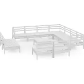 vidaXL Ensemble salon de jardin 12 pièces pin massif blanc