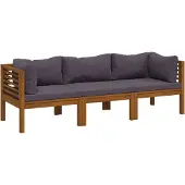 vidaXL Canapé de jardin 3 places avec revêtement en bois massif d'acacia