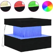 vidaXL Table basse avec lampes LED noir aspect chêne 50x50x40 cm