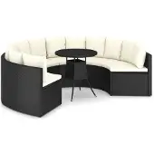 vidaXL ensemble de 7 canapés de jardin avec coussins Poly Rattan Noir