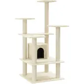 vidaXL Arbre à chat avec colonnes à griffer en sisal Crème 110 cm